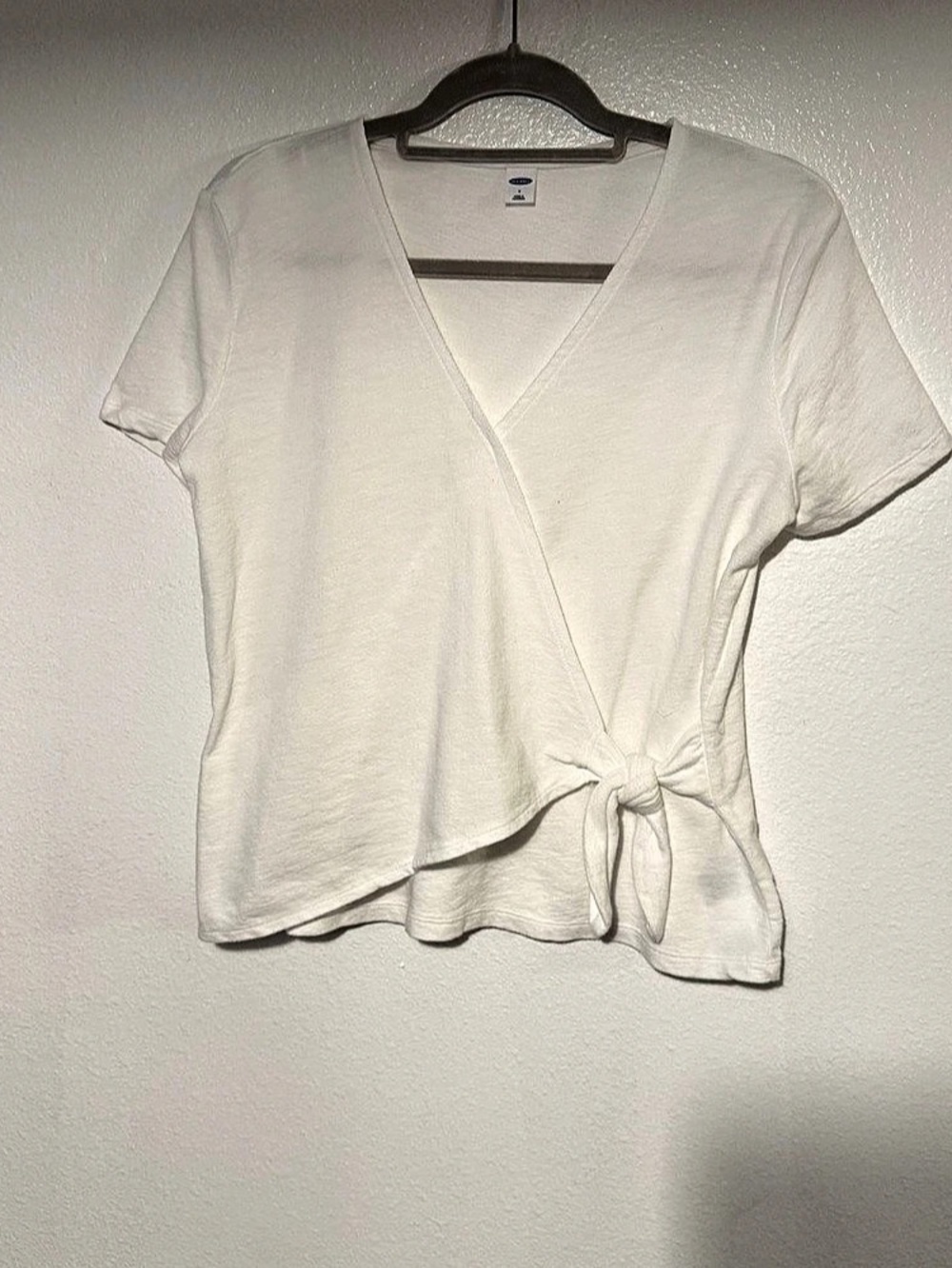 Old Navy Textured Wrap-Front Side-Tie Top White Small